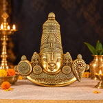 14.5 Inch Brass Tirupati Balaji Maharaj Face Wall Hanging Large
