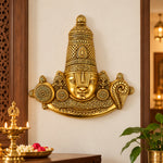 14.5 Inch Brass Tirupati Balaji Maharaj Face Wall Hanging Large