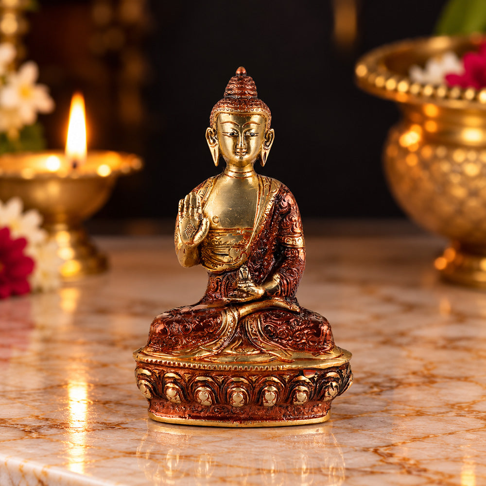 3.1 Inch Introspective Brass Buddha Idol