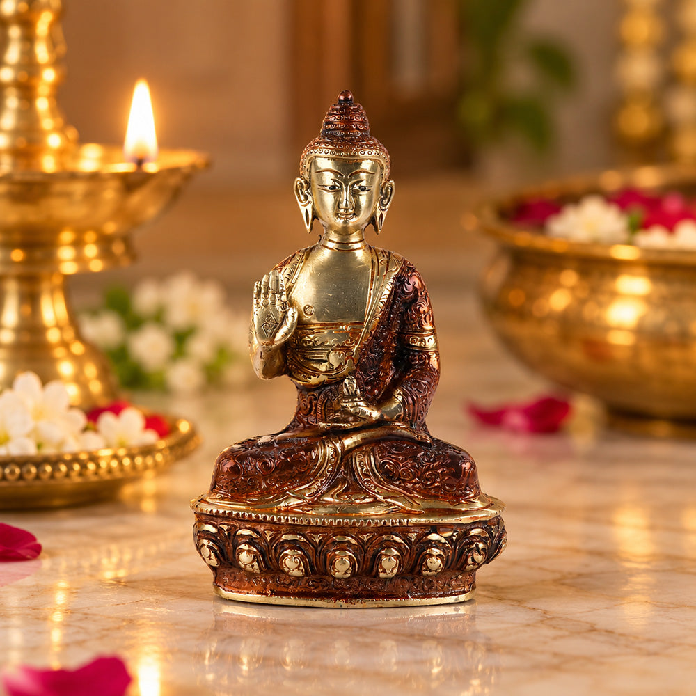 3.1 Inch Introspective Brass Buddha Idol