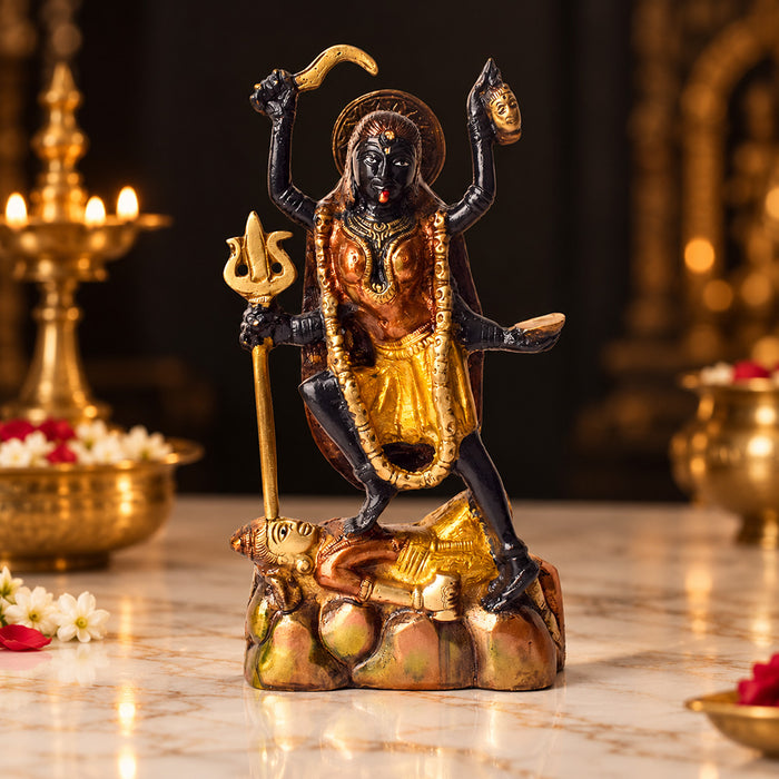 Powerful and Elegant Colored Brass Kali Maa Idol