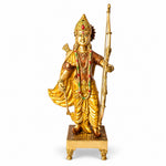 17.1 Inch Exquisite Brass Ram Statue with Vibrant Bow Design