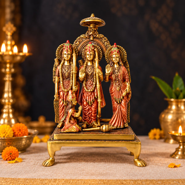 19.4 Inch Exquisite Brass Ram Darbar Idol – Spiritual Home Décor Piece