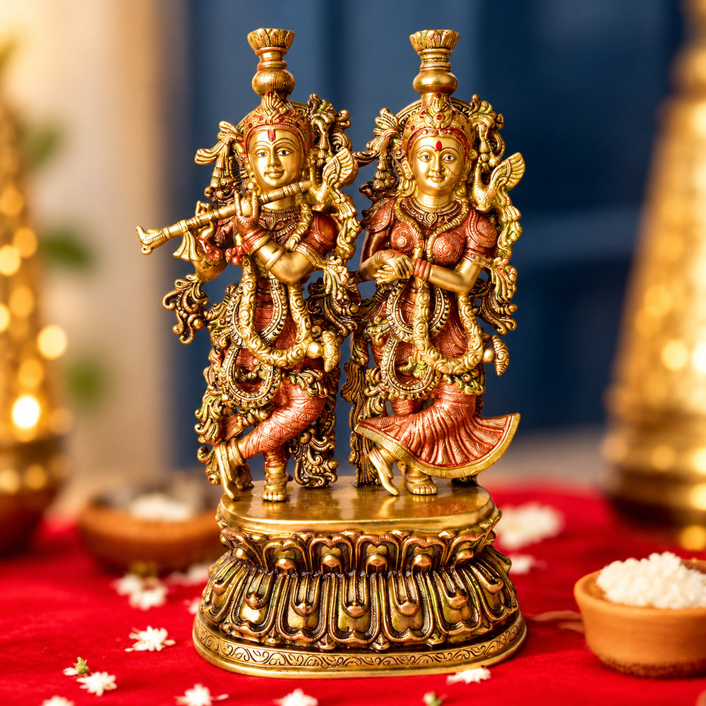 12.2 Inch Stunning Radha Krishna Brass Idol