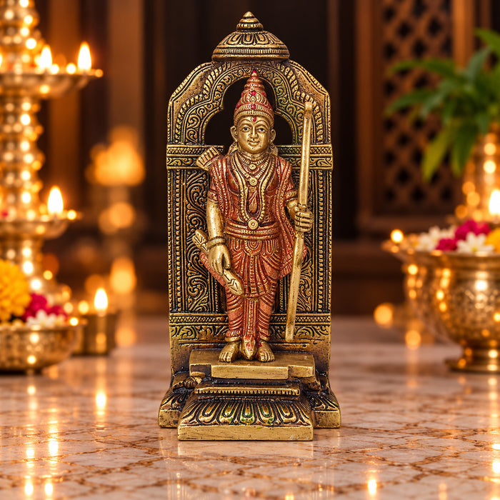 8.4 Inch Exquisite Brass Ram Idol with Bow in Colored