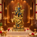 17 Inch Brass Krishna Statue with Cow