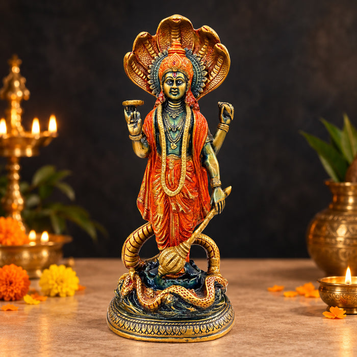 17 Inch Brass Vishnu Standing with Sheshanag