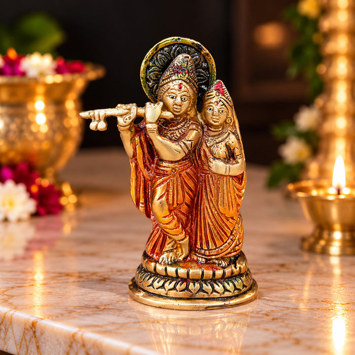 5.3 Inch Brass Radha Krishna Pair Idol
