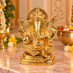 5.4 Inch Pure Brass Lord Ganesha Idol for Home Temple