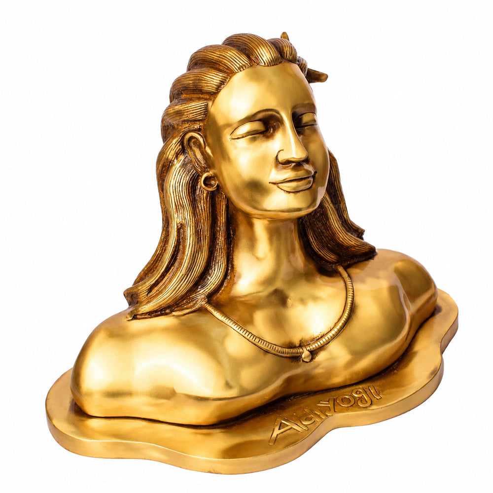 11 Inch Brass Adiyogi Statue for Home Temple Decor and Meditation Space
