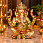 18 Inch Grand Brass Ganesha Idol – Divine Artisan Masterpiece