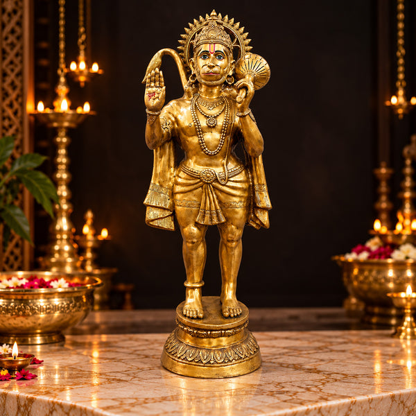 53 Inch Veer Hanuman Brass Murti – Sacred Bajrangbali Idol