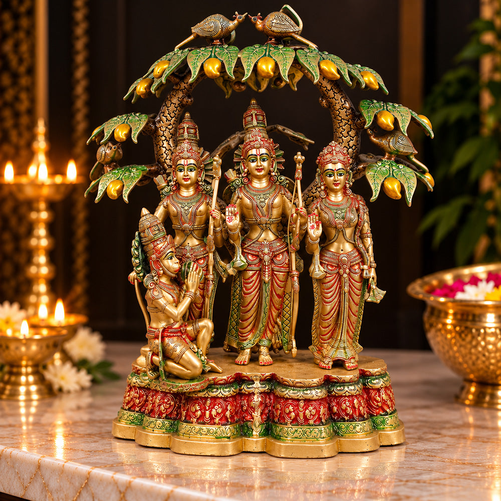 29 Inch Large Brass Ram Darbar Idol with Mango Tree