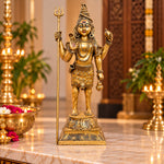40 Inch Brass Standing Lord Shiva Statue - Idol with Trishul & Damaru