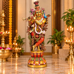 46 Inch Standing Brass Krishna Playing Flute Idol