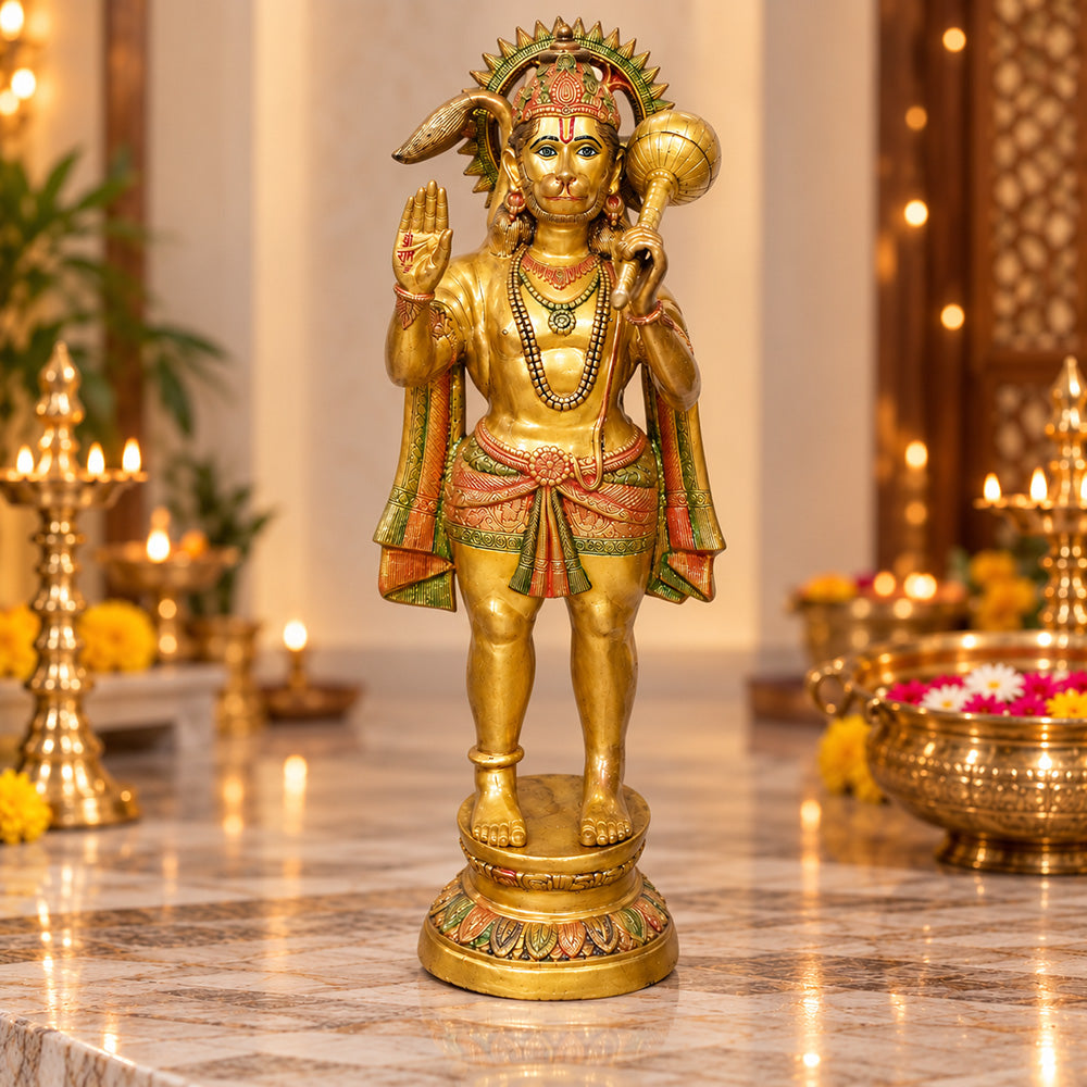 51 Inch Large Brass Powerful Hanuman Statue
