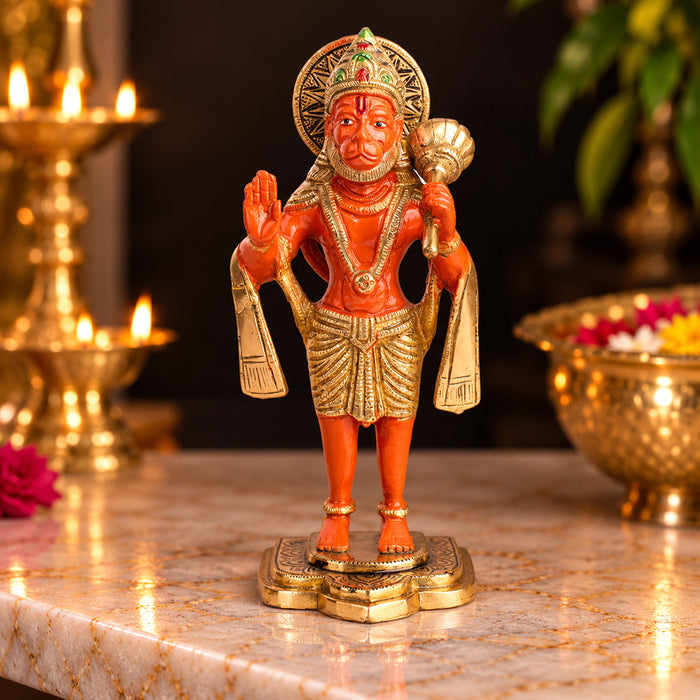 9 Inch Kesari Hanuman Standing Brass Idol