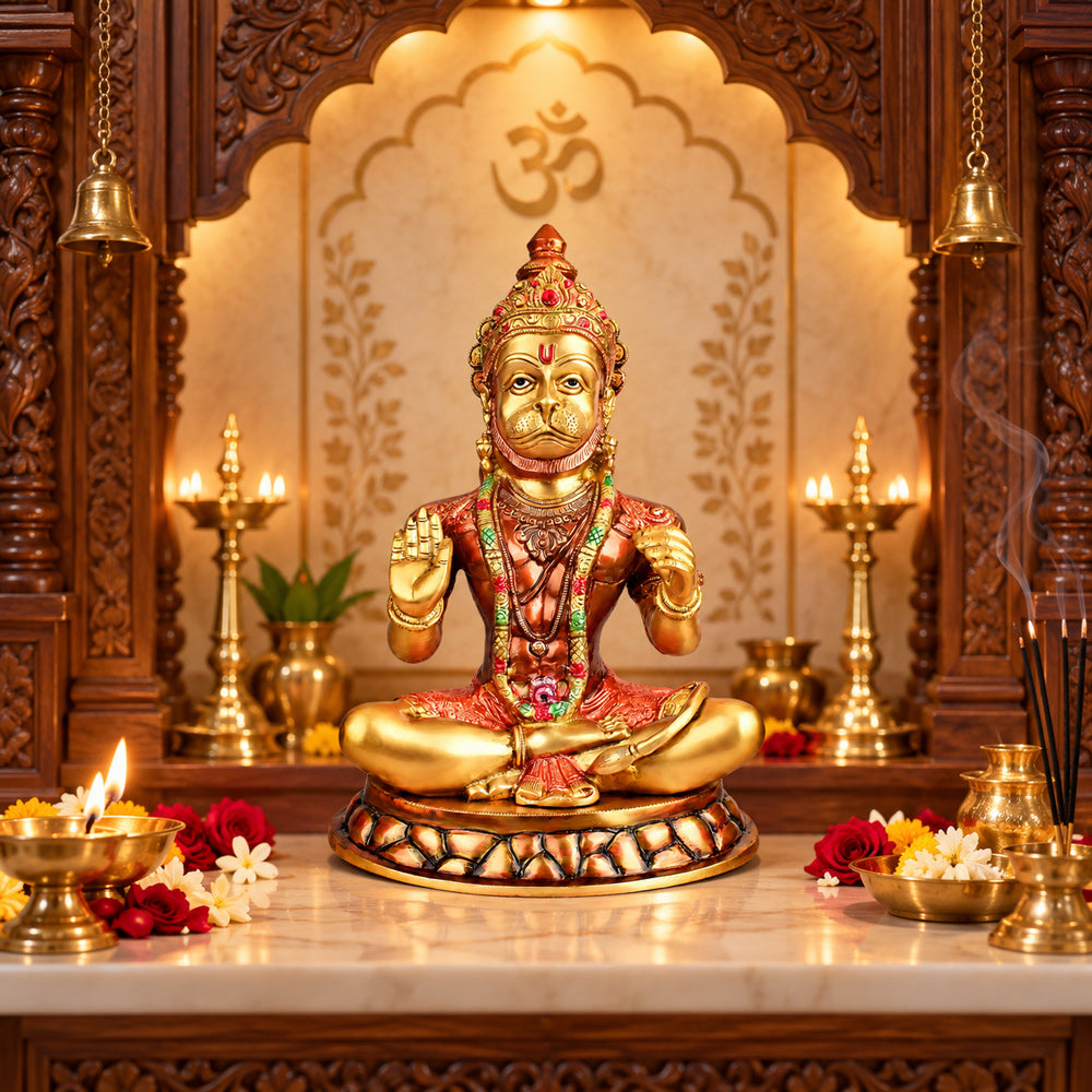 15 Inch Brass Blessing Lord Hanuman Idol