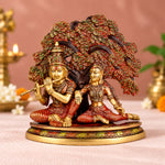 11.8 Inch Shree Radha Krishna Sitting Under Tree Brass Statue