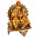 13 Inch Ram Sita Brass Idol Seated on Throne