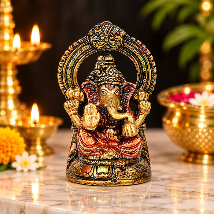 4.6 Inch Divine Lord Brass Ganesha Idol