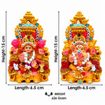 Stone Studded Clay Laxmi Ganesh Idols with Golden Throne