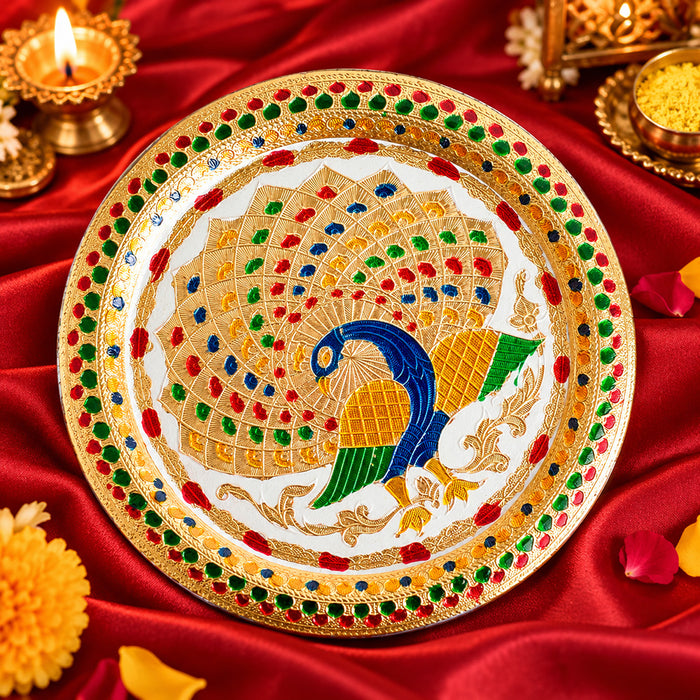 Decorative Stainless Steel Peacock Thali