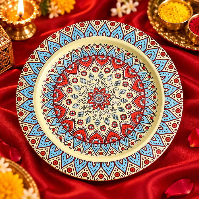 Decorative Puja Thali with Mandala Design