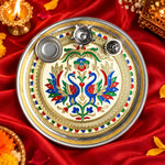 Stainless Steel Printed Aarti Thali Set - Divinity Defined