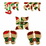 Shubh Labh and Swastik Wall Stickers Set of 5