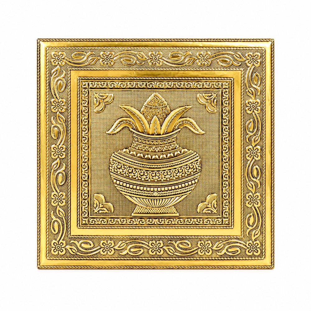 Meenakari-Adorned Wooden Kalash Chowki for a Touch of Elegance (6 Inch)