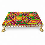 Colorful Ethnic Square Pooja Chowki for Home Temple Decor
