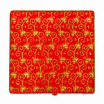 Handcrafted Red Brocade Pooja Chowki with Gold Zari Embroidery