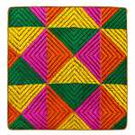 Hand Embroidered Multi-Tone Wooden Pooja Chowki