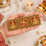 Traditional Red & Golden Swastik Framed Laxmi Ganesha Stickers