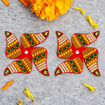 Traditional Red & Multi-Color Beaded Swastik Stickers