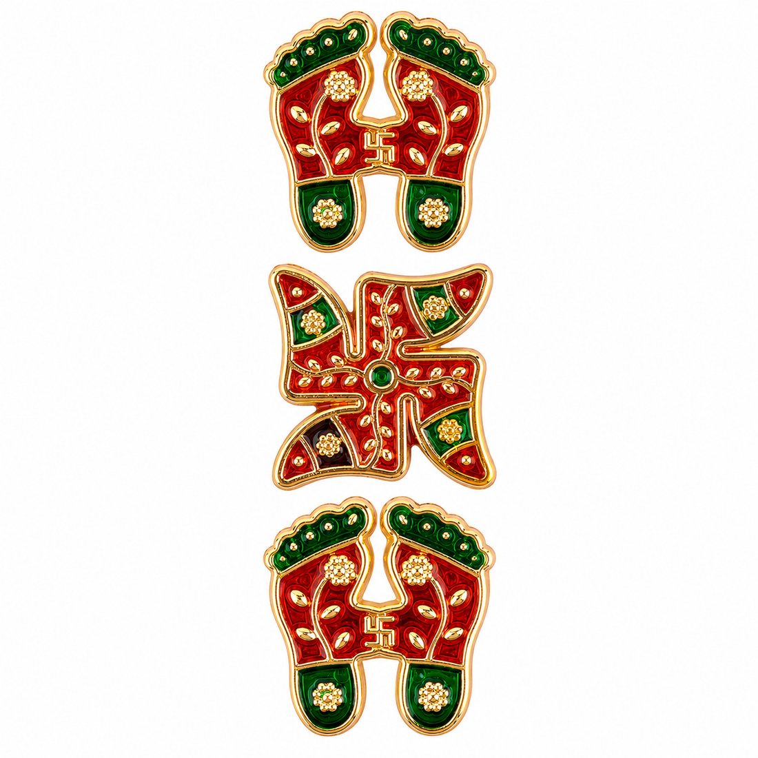Radiant Charan Paduka and Swastik Diwali Stickers Set of 2