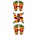 Shining Diwali Swastik and Charan Paduka Set of 3