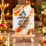 Decorative Gayatri Mantra White Frame With Stand Made With Epoxy