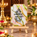 Decorative Gayatri Mantra Frame With Stand Made With Epoxy (Green)