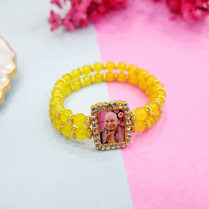 Dark Yellow Beaded Guru Ji Maharaj Handmade Bracelets for Men and Women