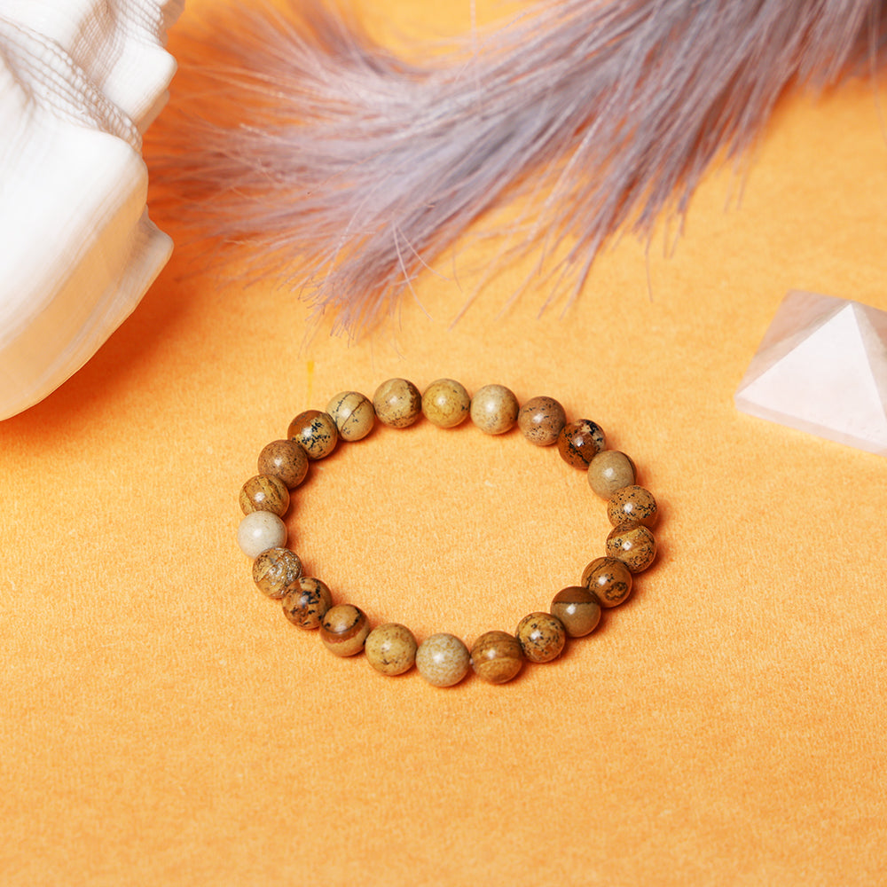 8mm Picture Jasper Bracelet for Grounding & Inner Peace