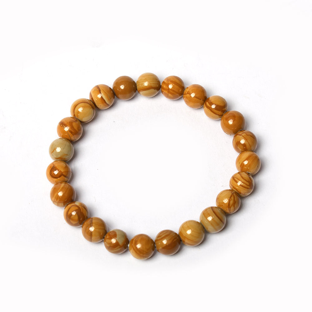 8mm Camel Jasper Gemstone Bracelet for Strength & Calmness