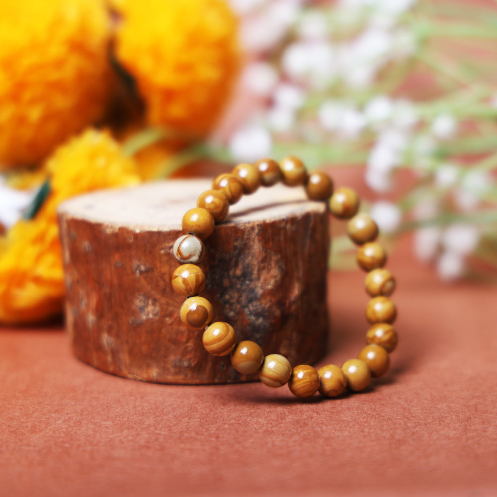 8mm Camel Jasper Gemstone Bracelet for Strength & Calmness