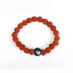 8mm Rudraksha Bracelet with Evil Eye Bead for Positivity