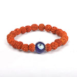 8mm Rudraksha Bracelet with Evil Eye Bead for Positivity