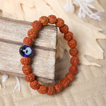 8mm Rudraksha Bracelet with Evil Eye Bead for Positivity