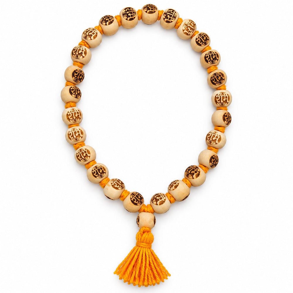 Ram Engraved Beads Mani Mala with Tassel
