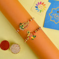 Ganesh & Radha Krishna Set of 2 Designer Rakhi . India's Largest Pooja Accessories Brand - www.satvikstore.in