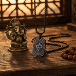 Ganpati shlok microcarved black pendant with detailed engraving for divine blessings. India’s Largest Pooja Accessories Brand - www.satvikstore.in